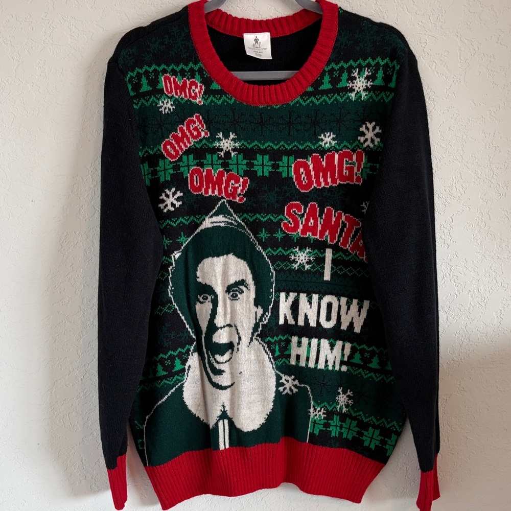 ELF Black, Red, and Green Crewneck Sweater